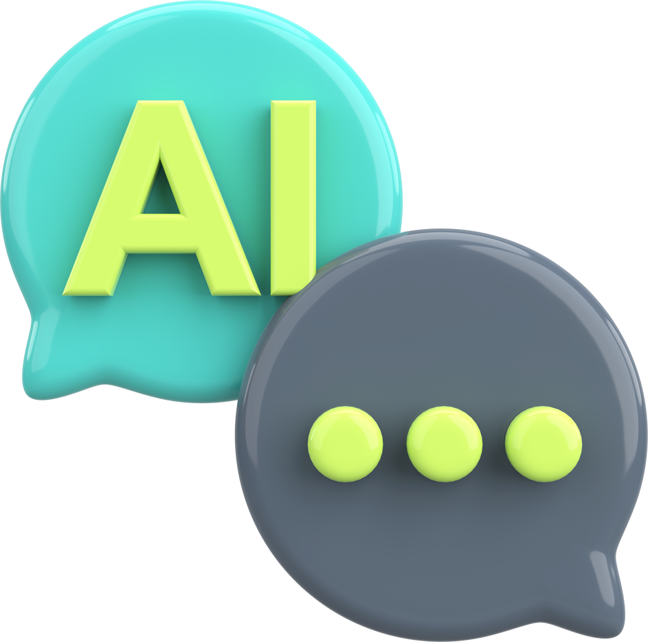 3D Chatbot Icon. AI Language Model. 3D illustration.